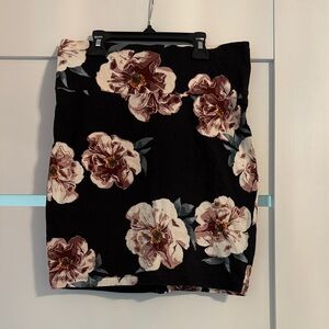 Charlotte Russe Black Floral Mini Skirt with Pink Roses